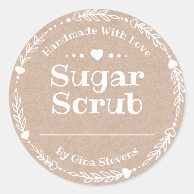 Adesivo Kraft Paper Handmade Sugar Scrub (Frente)