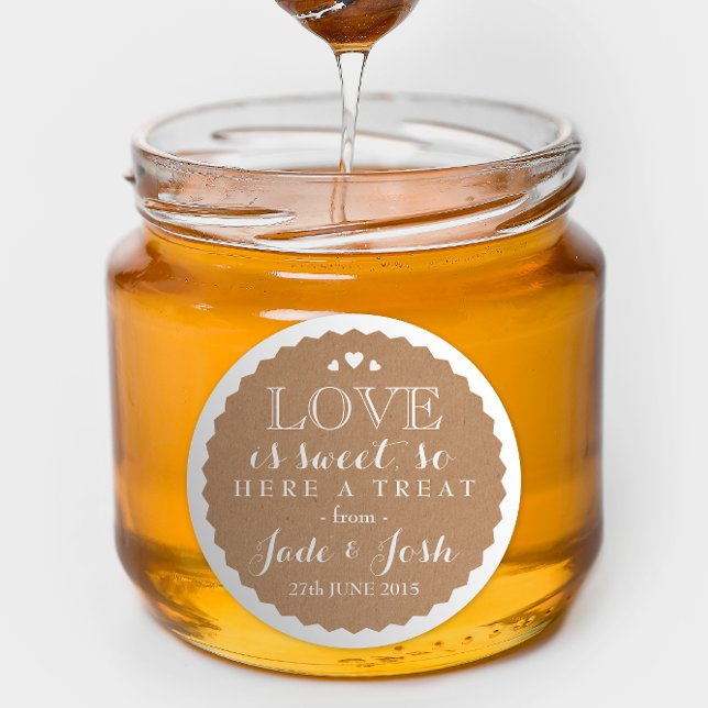 Adesivo Kraft Paper Hearts Favor do Casamento Jar Round St (Criador carregado)