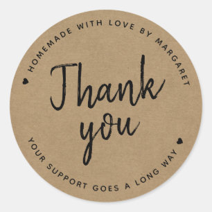 Adesivo Kraft Paper Rustic Script Obrigado