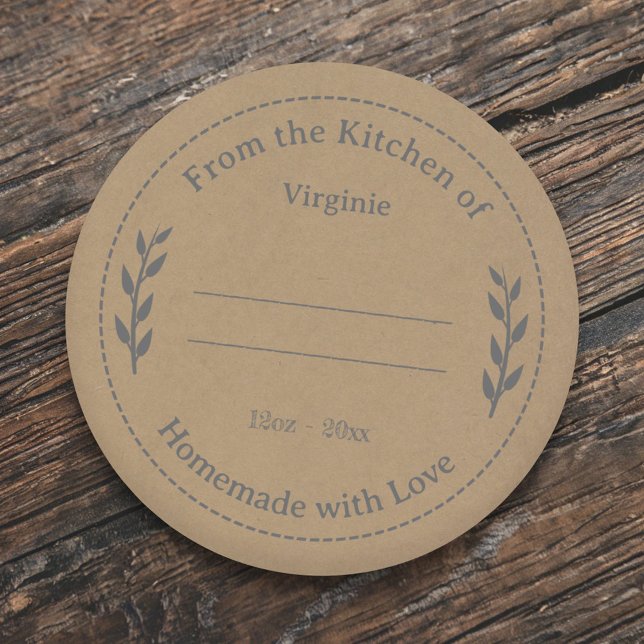 Adesivo Kraft & Rustic Feed with Love Cinza Label Sticker (Kraft & Rustic Made with Love Gray Label Sticker)