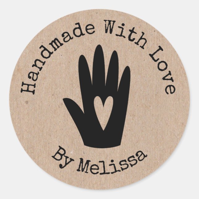 Adesivo Kraft Rustic Handmade with love (Frente)