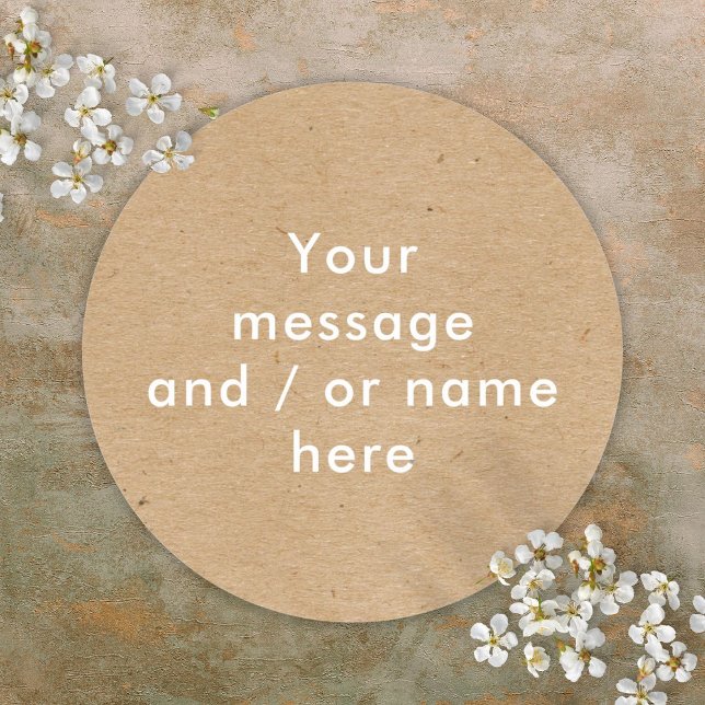 Adesivo Kraft Rustico Minimalista Personalizado (Minimalist Rustic Kraft Personalized Classic Round Sticker)