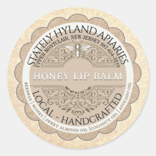 Adesivo Kraft Scallop French Filagree Honeybee Lip Balm