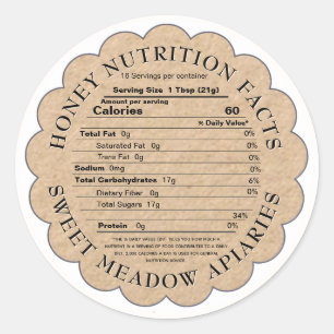Adesivo Kraft Scallop Honey Nutrition Facts Label 2020