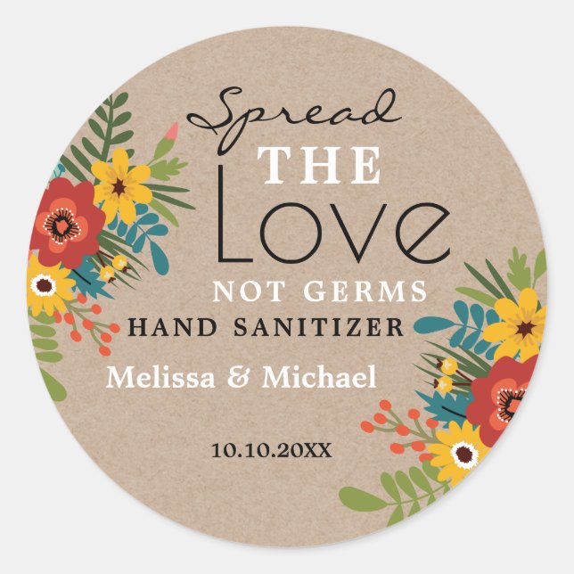 Adesivo Kraft Spread Love Hand Sanitizer (Frente)