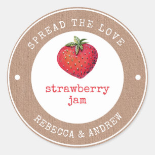 Adesivo kraft Spread The Love Strawberry Jam Wedpar Favor