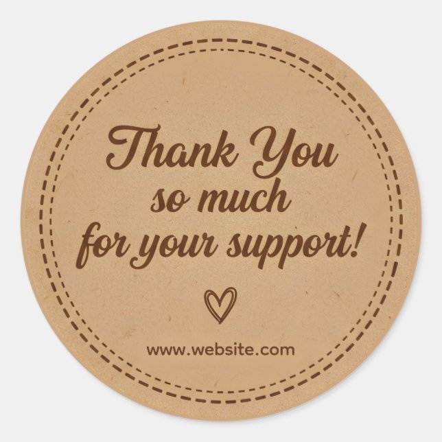 Adesivo Kraft Stitch Thank You Business Sticker (Frente)