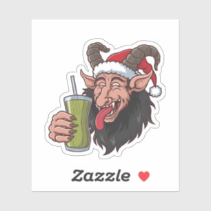 Adesivo Krampus Bebendo Matcha Verde Natal Assustador