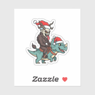 Adesivo Krampus Montado Em Um Dinossauro Natal Malvado Do 