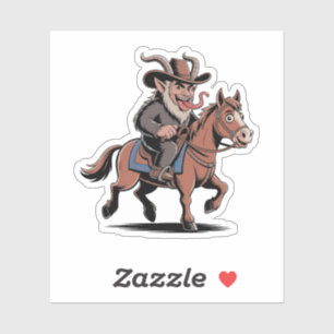 Adesivo Krampus Natalino Cowboy Mau Cavalo Ocidental Natal