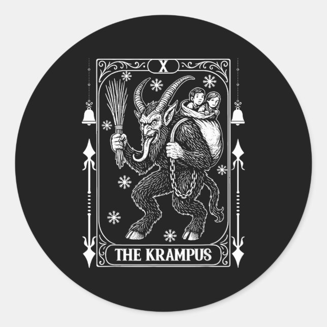 Adesivo Krampus Tarot Card Design Christmas Season Evil Pa (Frente)