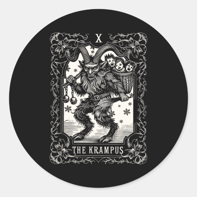 Adesivo Krampus Tarot Card Design Christmas Season Evil Pa (Frente)