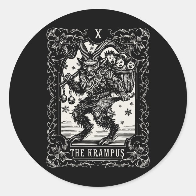 Adesivo Krampus Tarot Card Design Christmas Season Evil Pa (Frente)