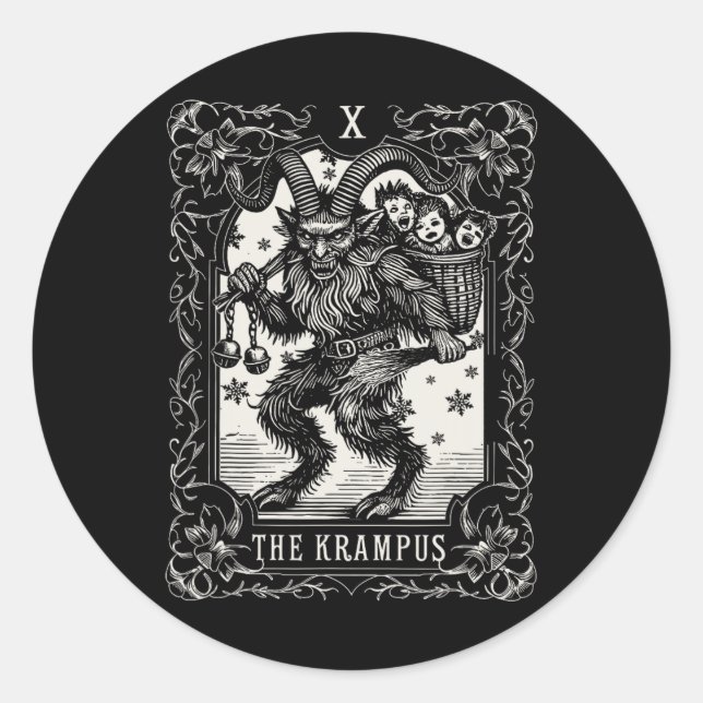 Adesivo Krampus Tarot Card Design de Natal Mau Pa (Frente)