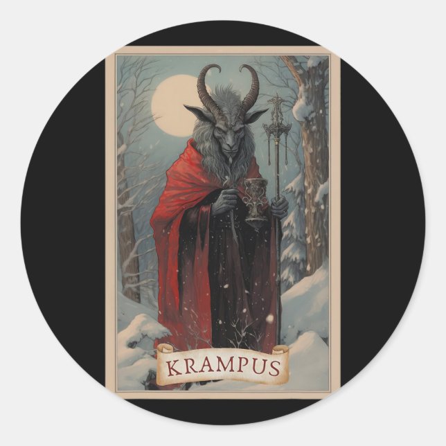 Adesivo Krampus Tarot Card Design Xmas Hail Papais noeis C (Frente)