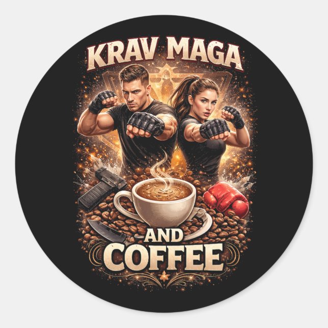 Adesivo Krav Maga e Café (Frente)