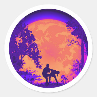 Adesivo Krav Maga Martial Arts Groin Kick Moon Full Orange