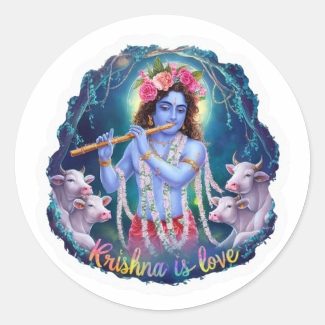 Adesivo Krishna é Love Sticker: Devoção divina (Frente)