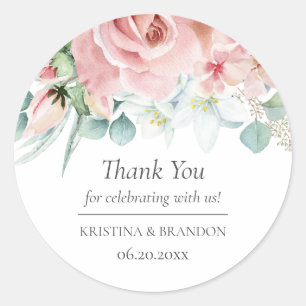 Adesivo Kristina Floral Rosa Favor de Casamento