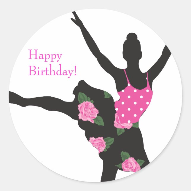 Adesivo KRW Ballerina Rosa Happy Birthday Sticker (Frente)