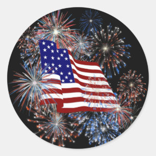Adesivo KRW Bandeira Patriótica Americana e Fogos de arti