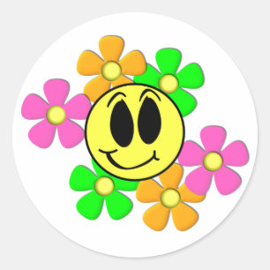 Adesivo KRW - Rotro-Sorriso Face e Flores Neon
