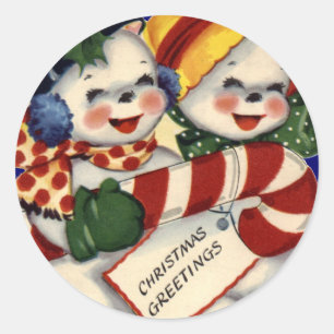 Adesivo KRW Vintage com casal de neve