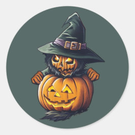 Adesivo Kürbishexe im Katzenkostüm -