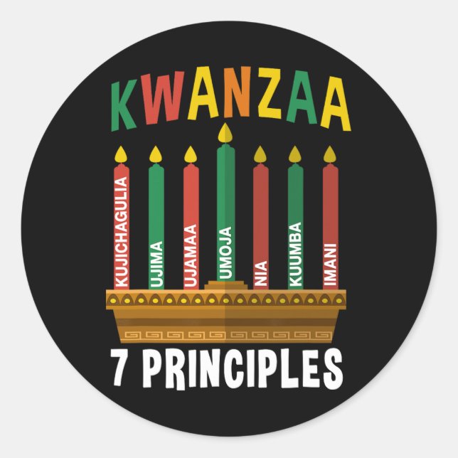 Adesivo Kwanzaa 7 Princípios Vela Kinara Pan Africanos P (Frente)