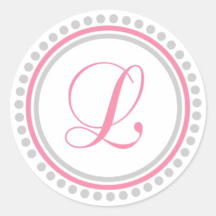 Adesivo L Monograma (Círculo Dot Rosa / Silver)