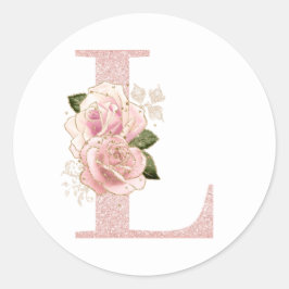 Adesivo L Monograma Floral Brilhante Rosa Dourado Feminino