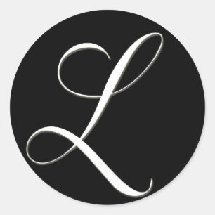 Adesivo L monograma - preto e branco elegante