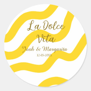 Adesivo La Dolce Vita casal amarelo Nome data glit