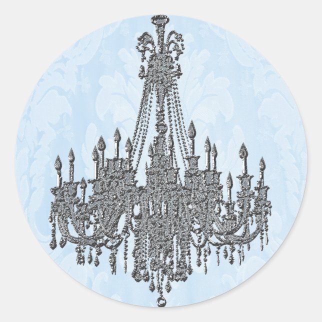 Adesivo La Silver Sparkle e Damask Blue Chandelier Seal (Frente)