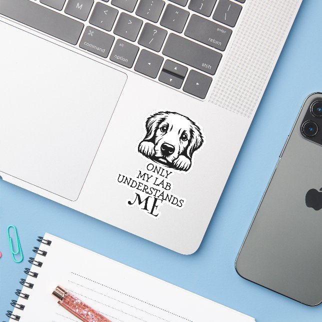 Adesivo Lab preto e branco entende o tema (Notebook com iPhone)