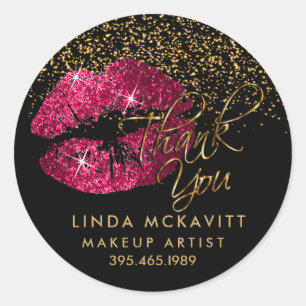 Adesivo Lábio Rosa Quente 💋 Obrigado