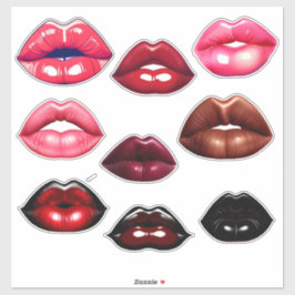 Adesivo Lábios-Beijo-Rosa-Vermelho-Maroon-Castanho-Preto