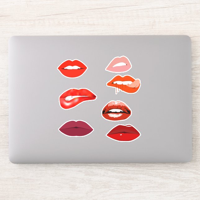 Adesivo Lábios Boca Batom Vermelho (Computador)