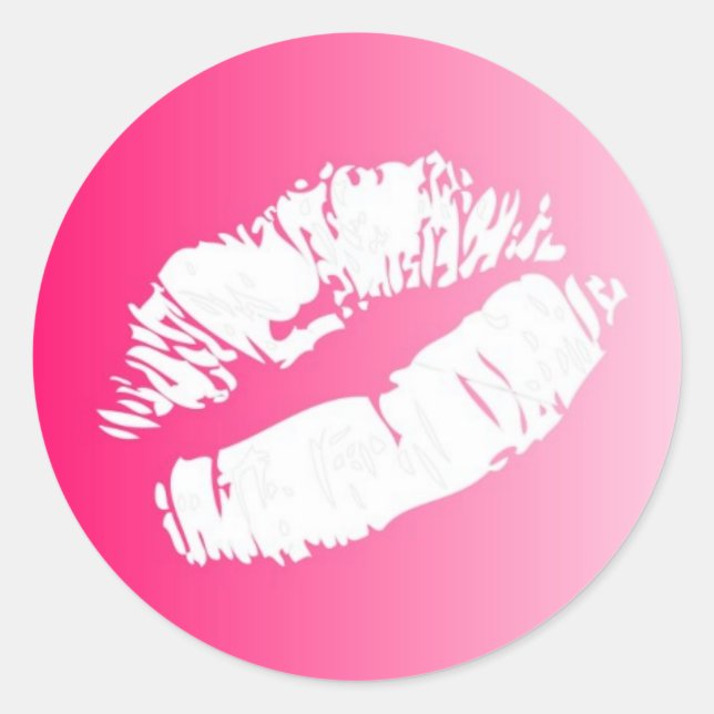 Adesivo Lábios brancos cor-de-rosa com baquetas de beijo f (Frente)