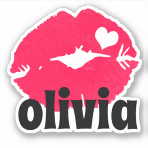 Adesivo Lábios Cor-de-Água Rosa Com Vinheta De Nome Cardía