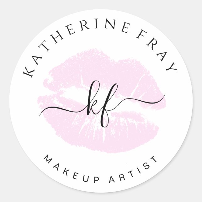 Adesivo Lábios cor-de-rosa com escrita manual Elegante (Frente)