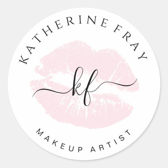 Adesivo lábios cor-de-rosa com escrita manual elegante (Frente)