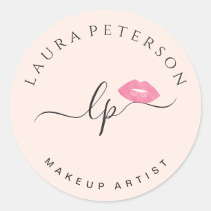 Adesivo Lábios cor-de-rosa elegantes caligrafia manuscrita