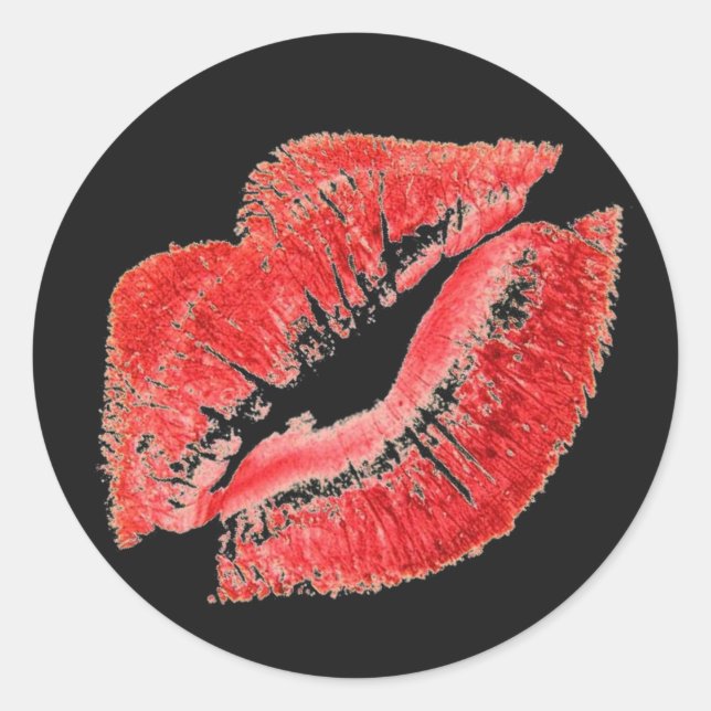 Adesivo Lábios de Beijo com Batom Vermelho (Frente)