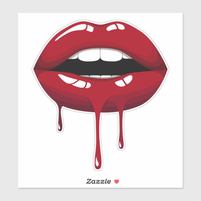 Adesivo Lábios de gotejamento de brilho vermelho de luxo d (Folha)
