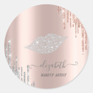 Adesivo Lábios de Moder Diamantes, Rosa Dourado Silver Dr