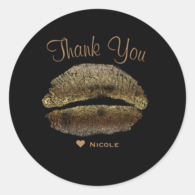 Adesivo Lábios Dourados Beijo Makeup Beleza - Grelha Perso (Frente)