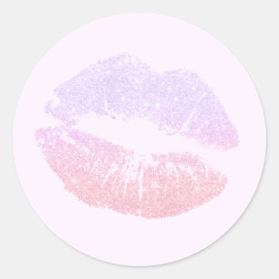 Adesivo lábios elegantes rosa de ouro violeta