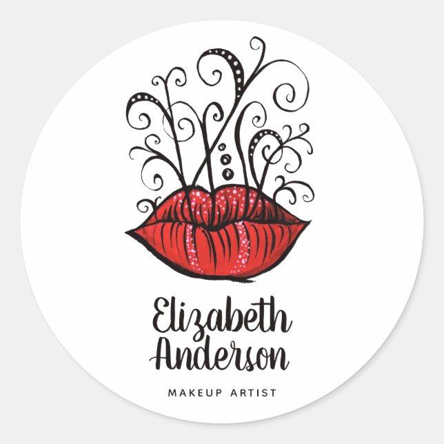 Adesivo Lábios Estranhos Estilo de Tatuagem de Tinta Gótic (Frente)