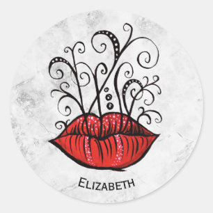 Adesivo Lábios Góticos Estranhos Tatuagem Nome Odity